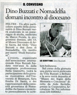 17 dicembre 2009 - Il Gazzettino: Dino Buzzati e Nomadelfia, domani incontro al diocesano