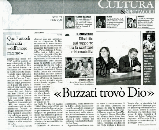 12 dicembre 2009 - Il Gazzettino: Buzzati trovò Dio